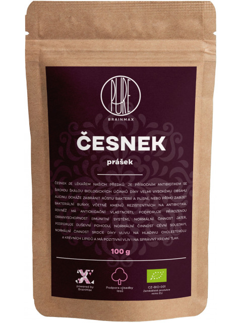 BrainMax Pure Česnek BIO prášek, 100 g