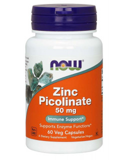 NOW Zinc Picolinate (zinek pikolinát), 50 mg, 60 rostlinných kapslí