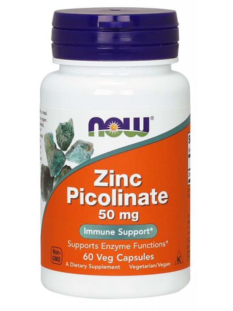 NOW Zinc Picolinate (zinek pikolinát), 50 mg, 60 rostlinných kapslí