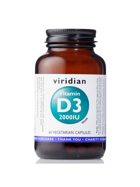 Viridian Vitamin D3, 2000 iu, 60 kapslí