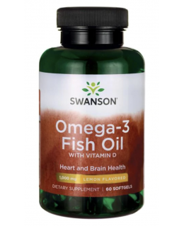 Swanson Omega 3 s vitamínem D, 60 softgel kapslí
