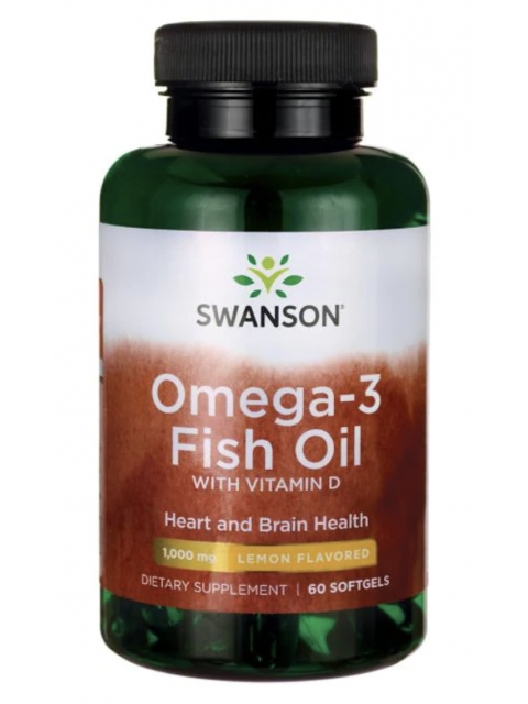 Swanson Omega 3 s vitamínem D, 60 softgel kapslí