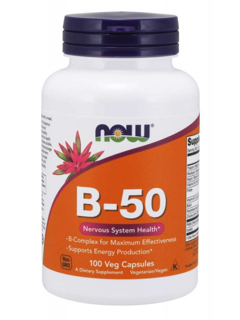 NOW Vitamin B-50 Complex, 100 rostlinných kapslí