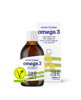 Arctic Blue Vegan Omega 3-6-9 Algae, konopný olej + olej z mořské řasy + vitamín D 400 IU, 150 ml