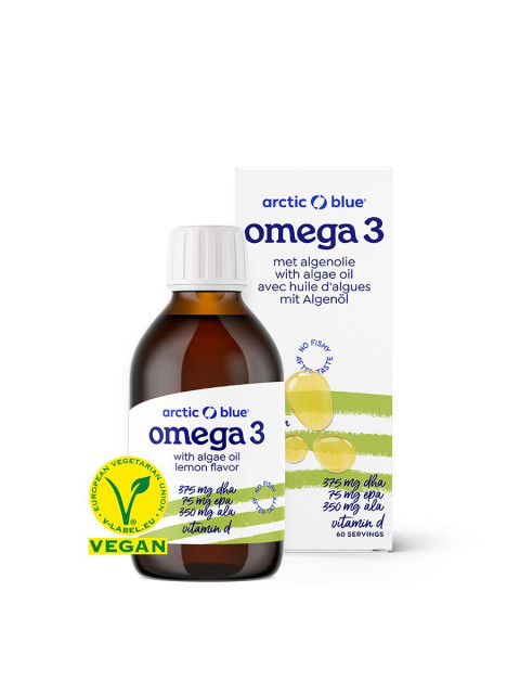 Arctic Blue Vegan Omega 3-6-9 Algae, konopný olej + olej z mořské řasy + vitamín D 400 IU, 150 ml