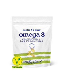 Arctic Blue Vegan Omega 3 Algae, 250 mg DHA & Vitamin D 400 IU, 90 kapslí