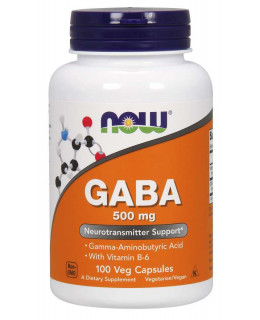 NOW GABA (kyselina gama-aminomáselná) 500 mg + 2mg Vitamín B6, 200 kapslí