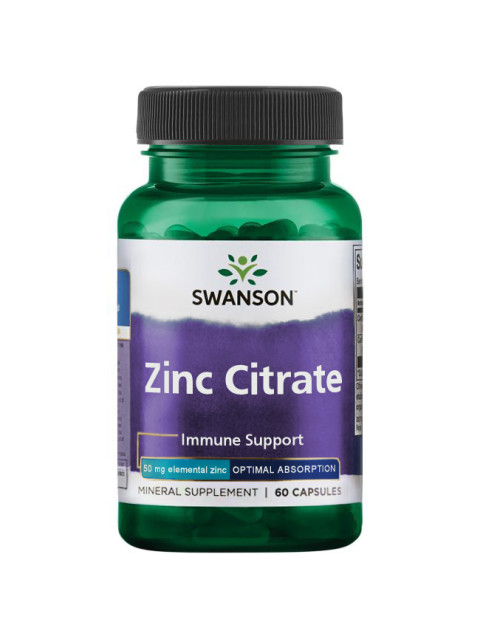 Swanson Zinc Citrate, Zinek Citrát, 50 mg, 60 kapslí - EXPIRACE 5/2025