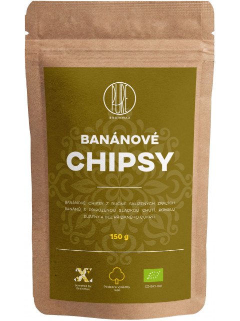 BrainMax Pure Banánové Chipsy BIO, 150 g