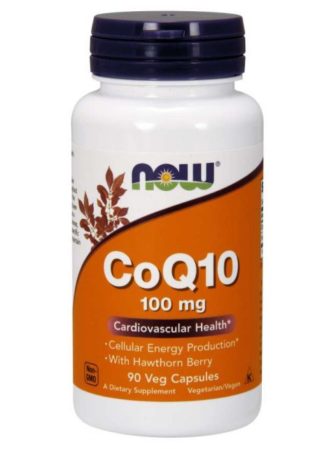 NOW CoQ10 (koenzym Q10) + Hloh, 100 mg, 90 rostlinných kapslí