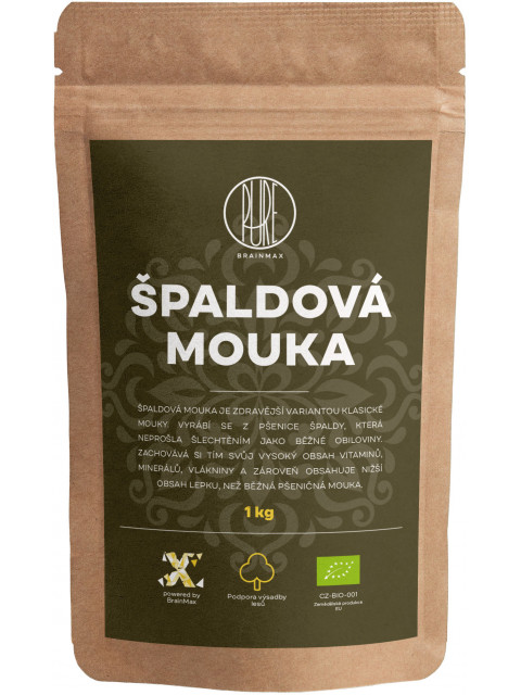 BrainMax Pure Špaldová mouka BIO, 1 kg