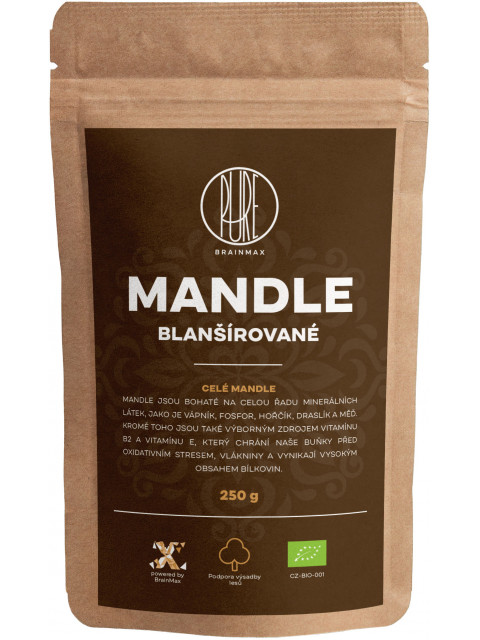 BrainMax Pure Mandle blanšírované BIO, 250 g