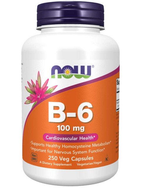 NOW Vitamin B6 Pyridoxin, 100mg, 250 kapslí