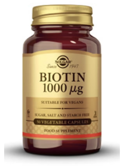 Solgar Biotin, 1000 mg, 50 rostlinných kapslí