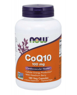 NOW CoQ10 (koenzym Q10) + Hloh, 100 mg, 180 rostlinných kapslí
