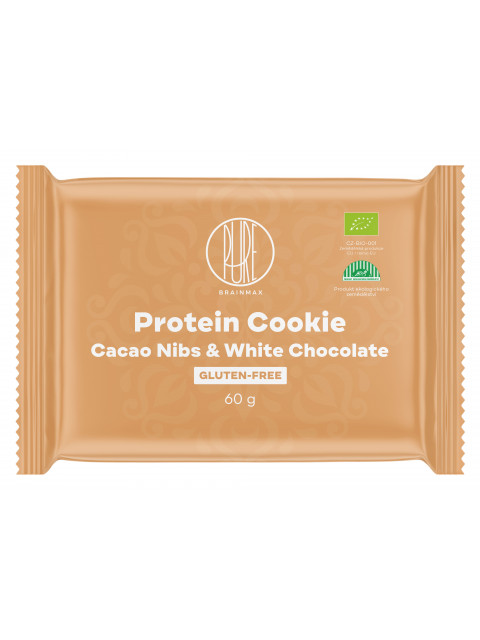 BrainMax Pure Protein Cookie, Kakaové boby & Bílá čokoláda, BIO, 60 g