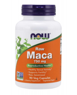 NOW Maca (řeřicha peruánská koncentrát 6:1 RAW), 750 mg, 90 rostlinných kapslí