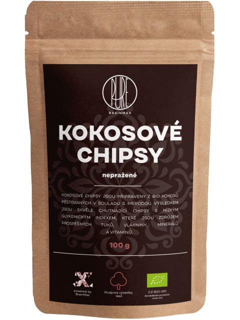 BrainMax Pure Kokosové chipsy BIO, 100 g