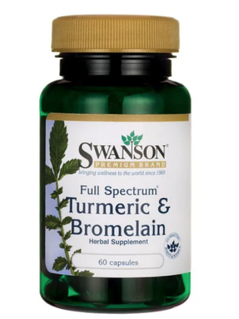 Swanson Turmeric & Bromelain (Kurkuma a Bromelain), 60 kapslí 