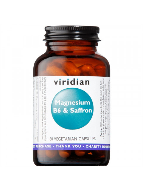 Viridian Magnesium B6 and Saffron (Hořčík, vitamín B6 a šafrán), 60 kapslí