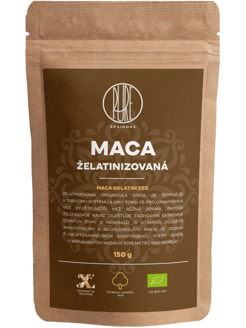 BrainMax Pure Maca želatinovaná BIO prášek, 150 g