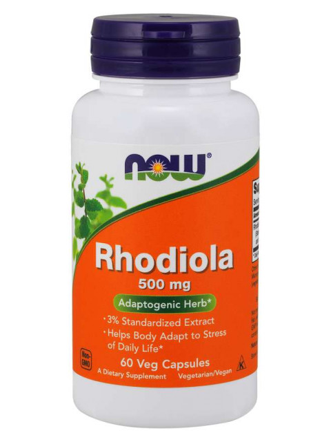 NOW Rhodiola rosea (Rozchodnice růžová), 500 mg, 60 rostlinných kapslí