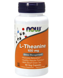 NOW L-Theanine 100 mg, Theanin s lístky zeleného čaje, 90 kapslí