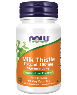NOW Milk Thistle Extract, Ostropestřec mariánský extrakt, 150 mg, 60 rostlinných kapslí
