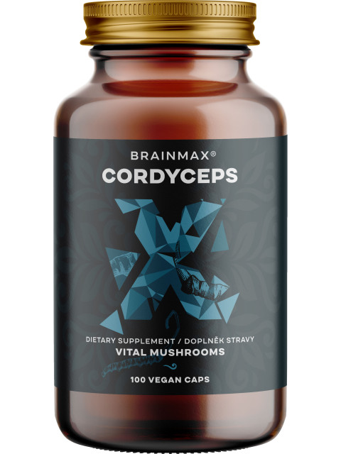 BrainMax Cordyceps extrakt, 50% koncentrace polysacharidů a 20 % ?-1,3/1,6 D-glukanů, 500 mg, 100 rostlinných kapslí, 500 mg, 100 rostlinných kapslí