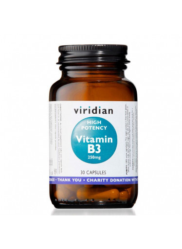 Viridian High Potency Vitamin B3, 250 mg, 30 kapslí