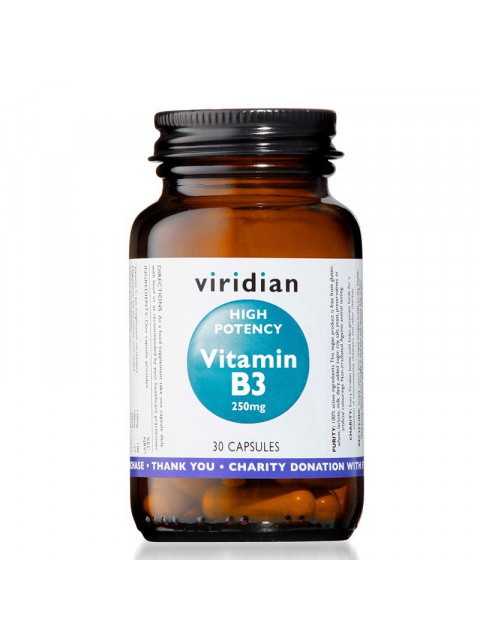 Viridian High Potency Vitamin B3, 250 mg, 30 kapslí