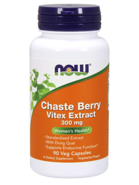 NOW Chaste Berry Vitex Extract (Drmek obecný), 300 mg, 90 rostlinných kapslí