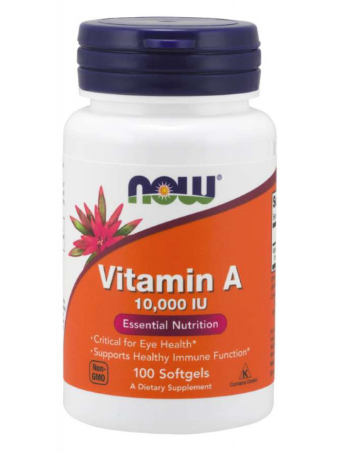 NOW Vitamin A, 10000 IU, 100 softgelových kapslí