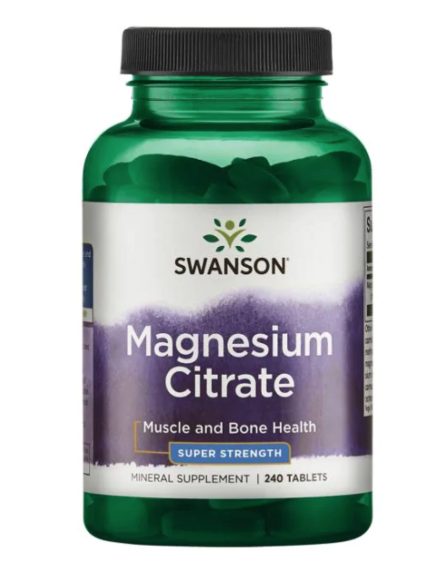 Swanson Magnesium Citrate Super Strength (Magnesium citrát), 225 mg, 240 tablet