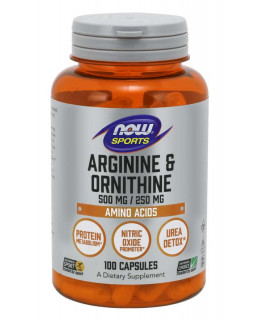 NOW Arginine & Ornithine 500 mg / 250 mg, 100 kapslí