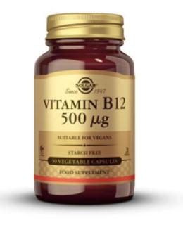 Solgar Vitamín B12, 500 mcg, 50 rostlinných kapslí