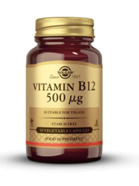 Solgar Vitamín B12, 500 mcg, 50 rostlinných kapslí