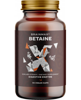 BrainMax Betaine HCl, Betain HCl a hořec žlutý, 700 mg, 90 kapslí